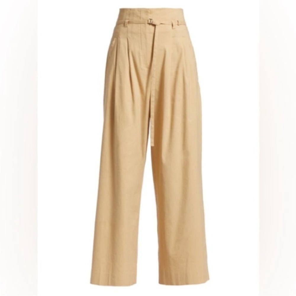 DEREK LAM 10 CROSBY Sergio High Waist Wide Leg Pants 4 Almond